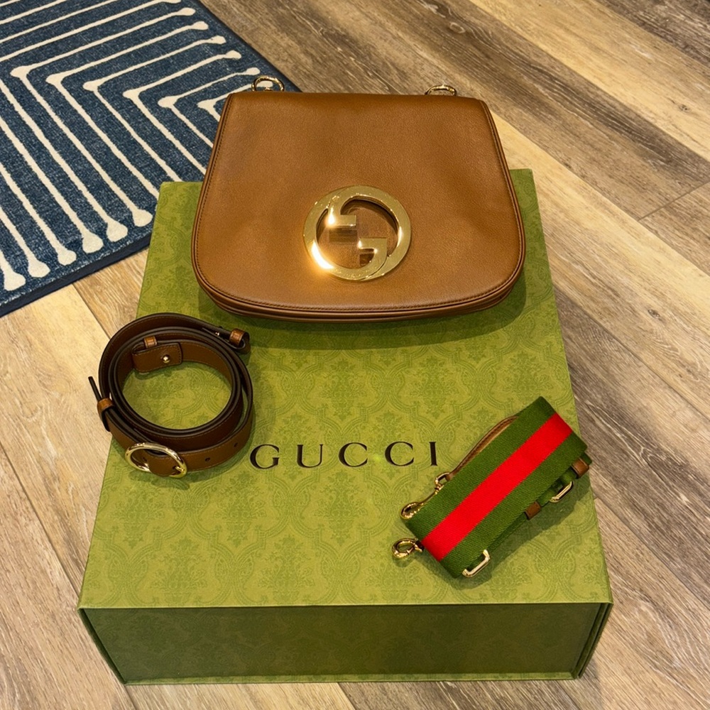 Gucci Blondie NM Flap Leather Bag BROWN calfskin NEW NEVER USED 💯 Authentic